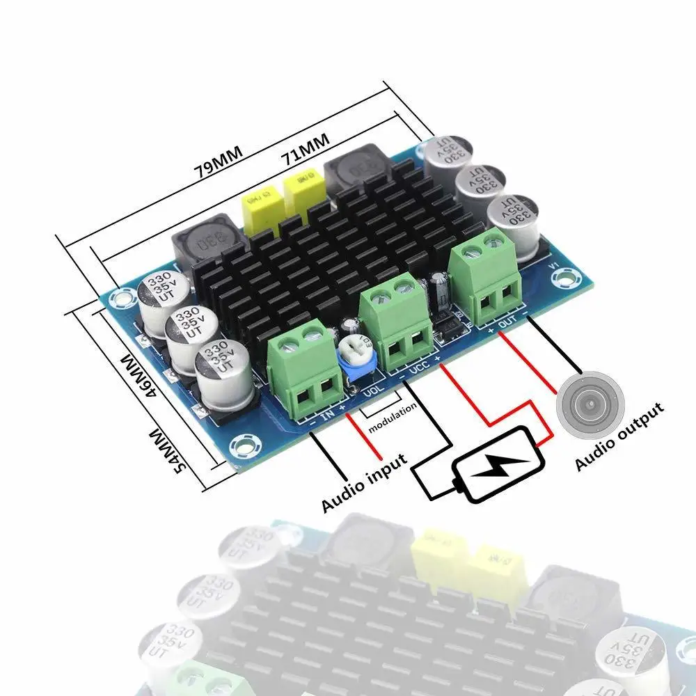 

Mono channel High Power Digital Audio Music Amplifier Board Stereo Amplifier Speaker Board TPA3116D2 XH-M543