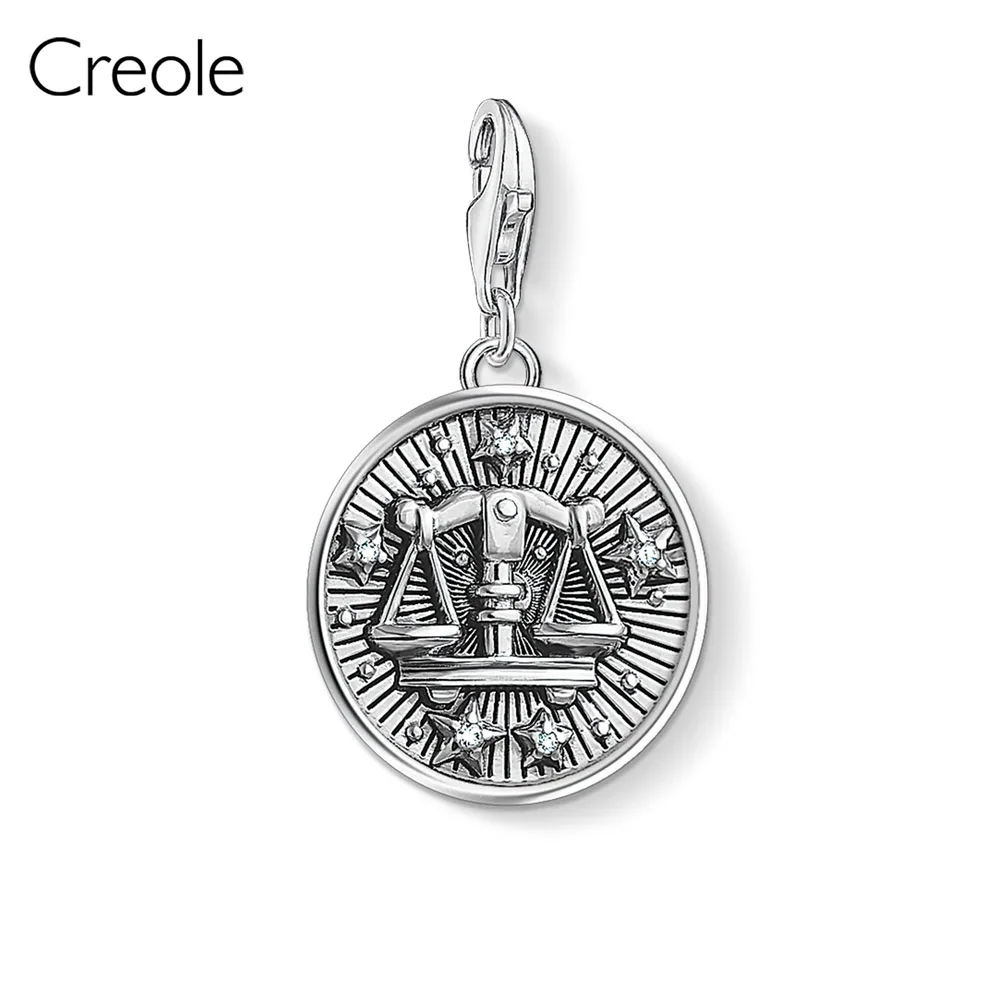 Libra Знак зодиака звезда Овен, Телец Близнецы Рак Лев Дева весы Скорпион Козерога Водолей, рыбы Шарм, 925 пробы Серебряный подарок - Окраска металла: Libra