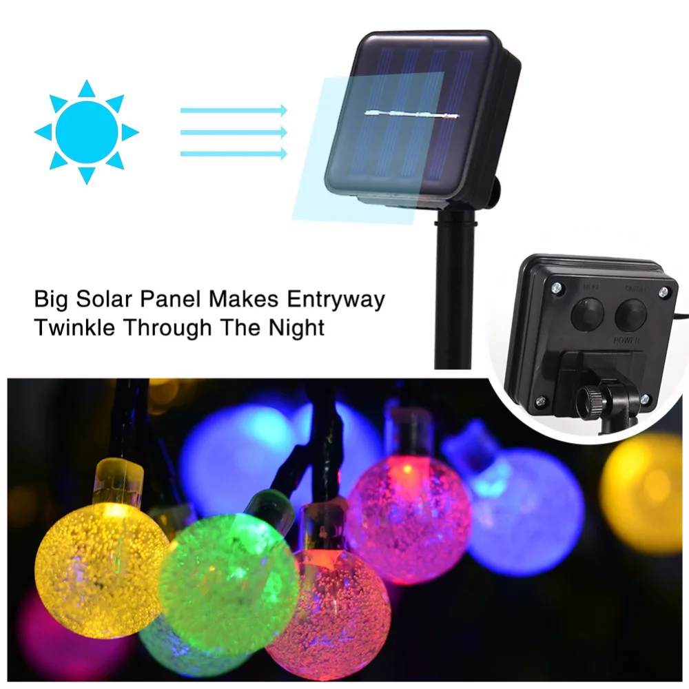 Solar Light Waterproof Outdoor Garden String Lights Fairy Lawn Lamps Crystal Ball Christmas Tree Decor | Лампы и освещение