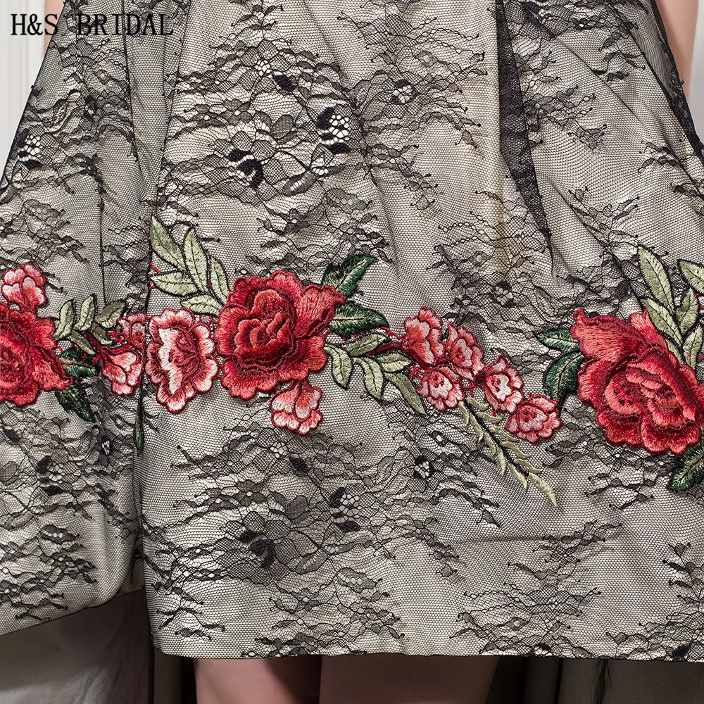 H &amp S свадебные Черные Высокие Низкие платья для выпускного вечера 2017 robe de mariage