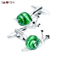 savoyshi shirt cufflinks for mens cuff buttons high quality funny animal snails cuff links brand jewelry free engraving name