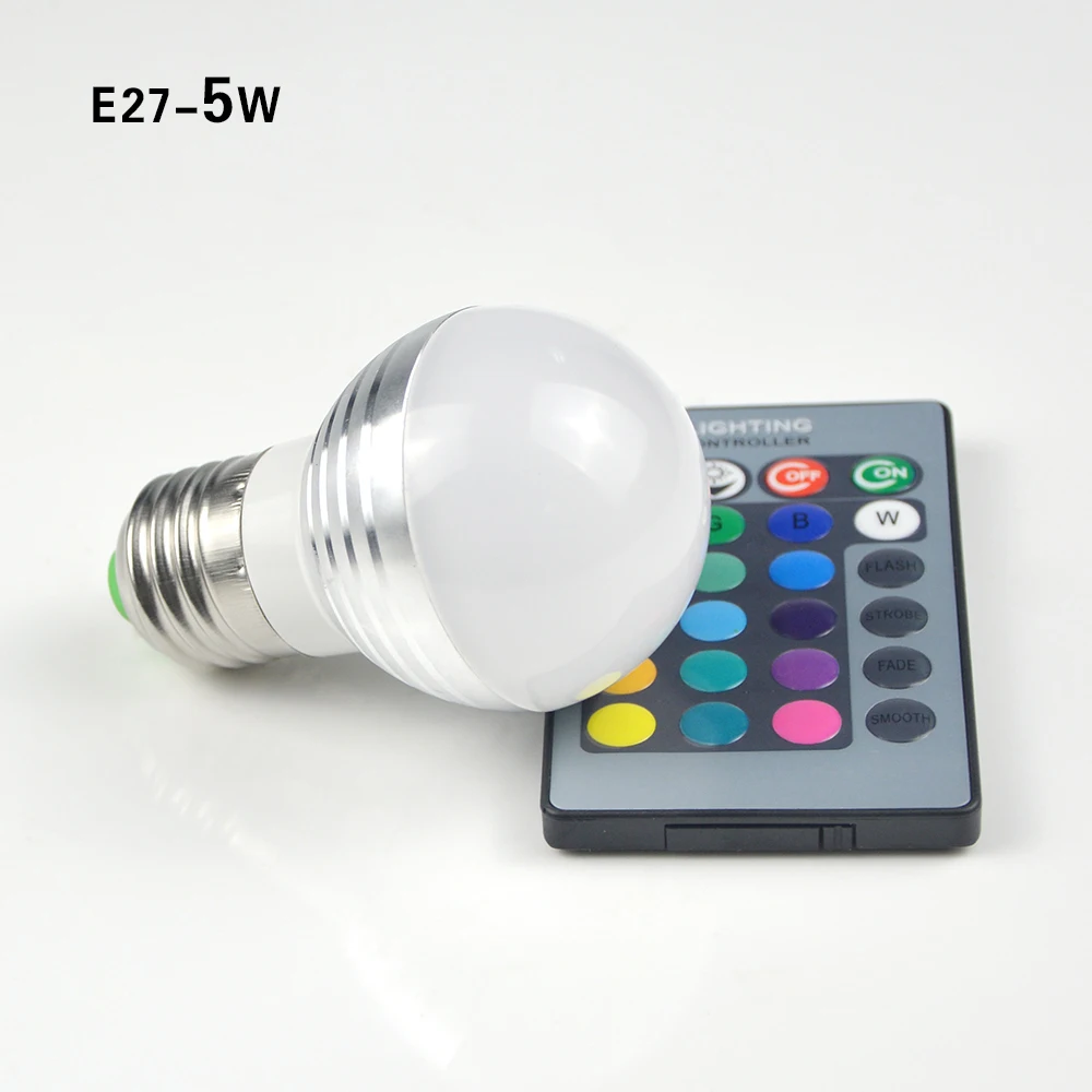 Светодиодный светильник E14 E27 RGB с пультом дистанционного управления