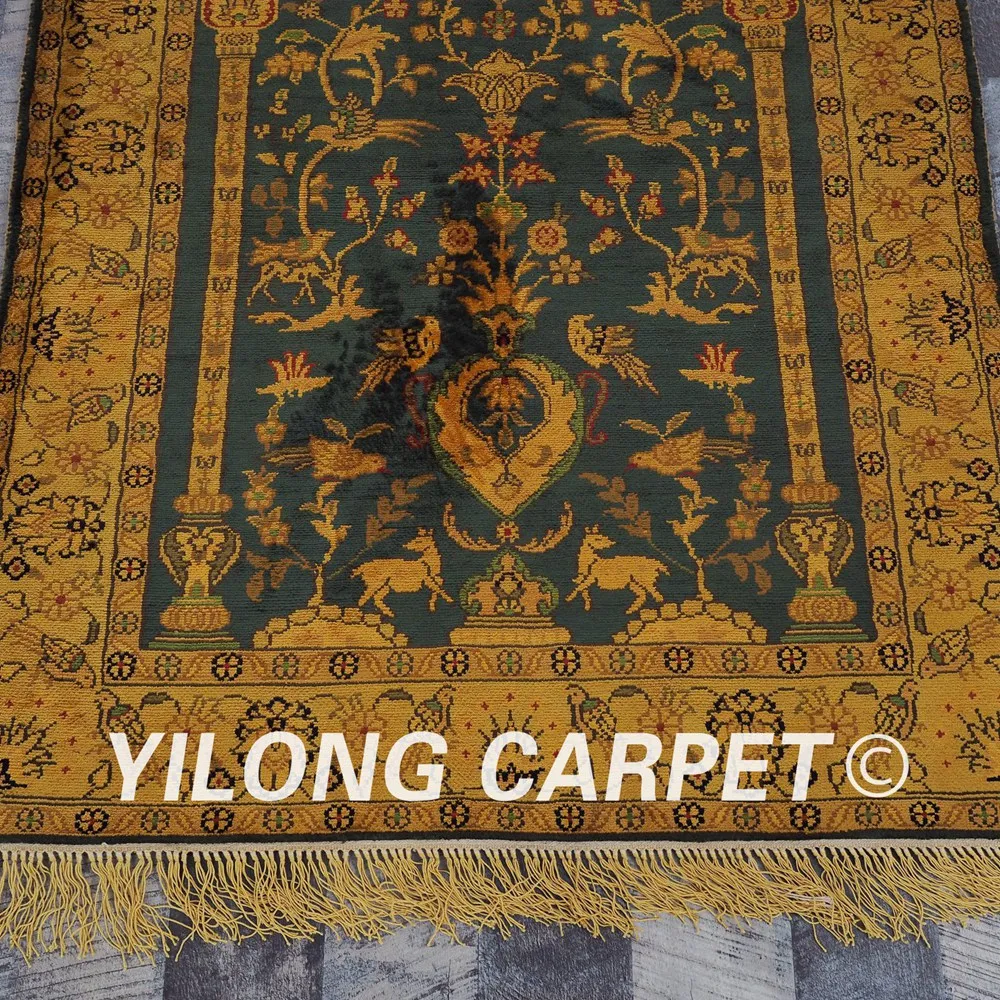YILONG 2 5 'x 4' старинный шелковый ковер ручной работы золотой и синий турецкий