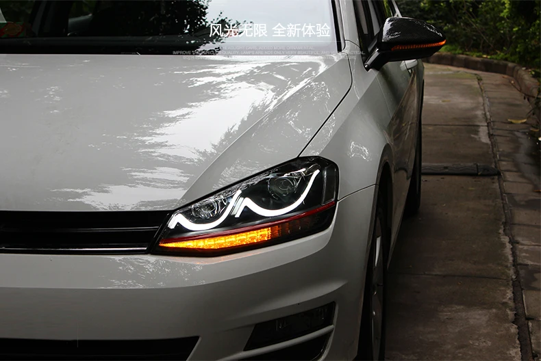 Автомобильный Стайлинг головной светильник s для VW Golf 7- светодиодный головной светильник для Golf 7 Головной фонарь СВЕТОДИОДНЫЙ дневной ходовой светильник светодиодный DRL Bi-Xenon HID