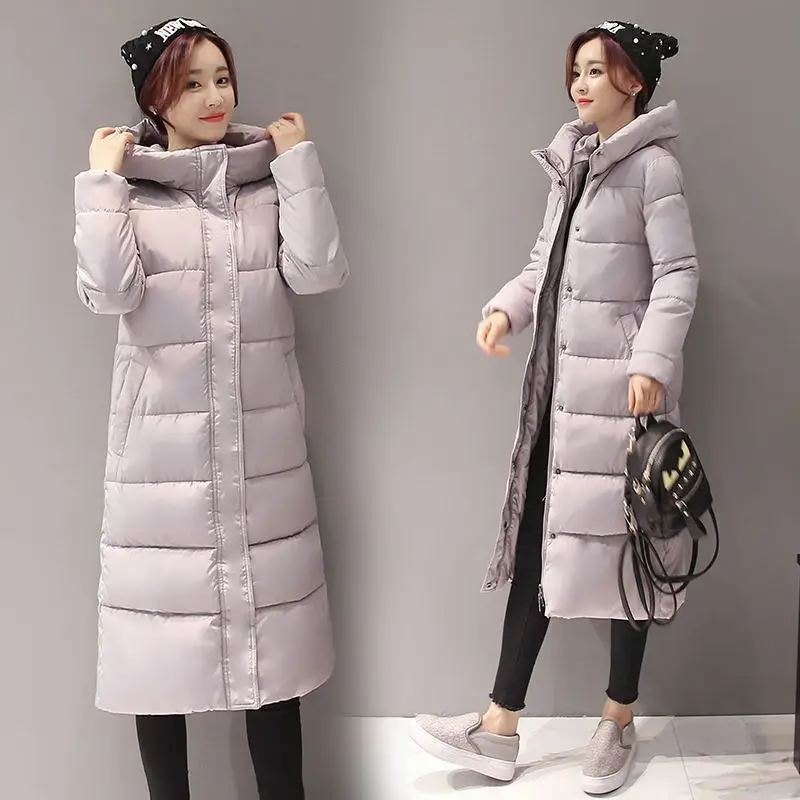 Hooded Colorful Winter Down Coat Jacket Long Warm Women Casaco Feminino Abrigos Mujer Invierno Parkas Outwear Coats Ru50 - Цвет: gray