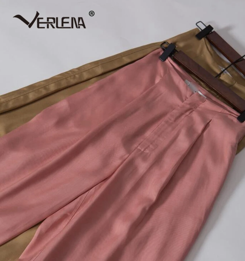 Verlena Tencel льняные свободные розовые шаровары уличная кнопка корейский модный