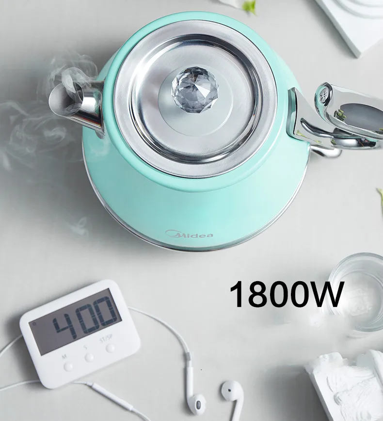 220V 1.2L 1800 Вт 304 Электрический чайник из нержавеющей стали Автоматическая, чтобы выключить питание фортепианной краской STRIX термостат анти-сухой 25x22x17 см