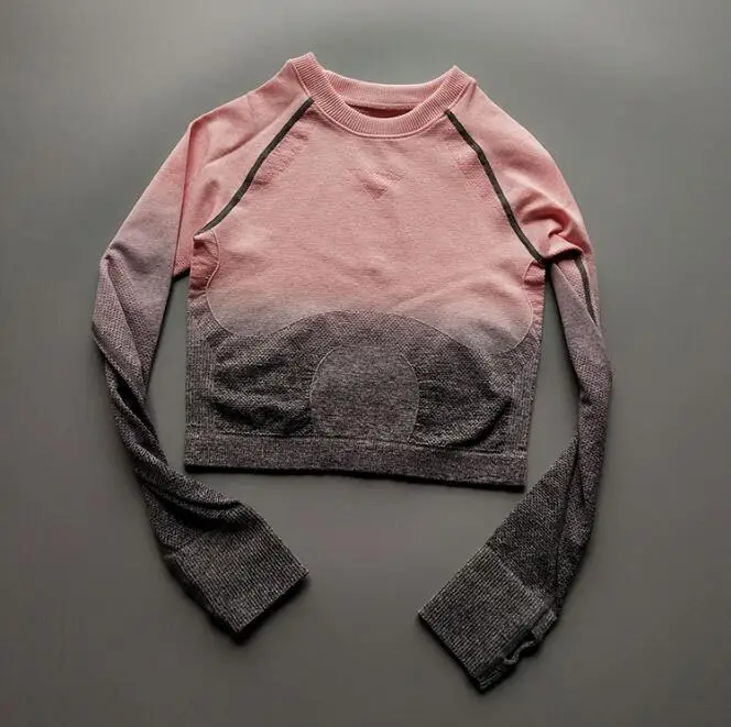 Dark pink shirt Женский бесшовный комплект для йоги, для спортзала, высокая талия, лосины, футболки, топ, костюм с длинным рукавом, фитнес, тренировки, спорт, набор спортивной одежды для бега - Цвет: Dark pink shirt