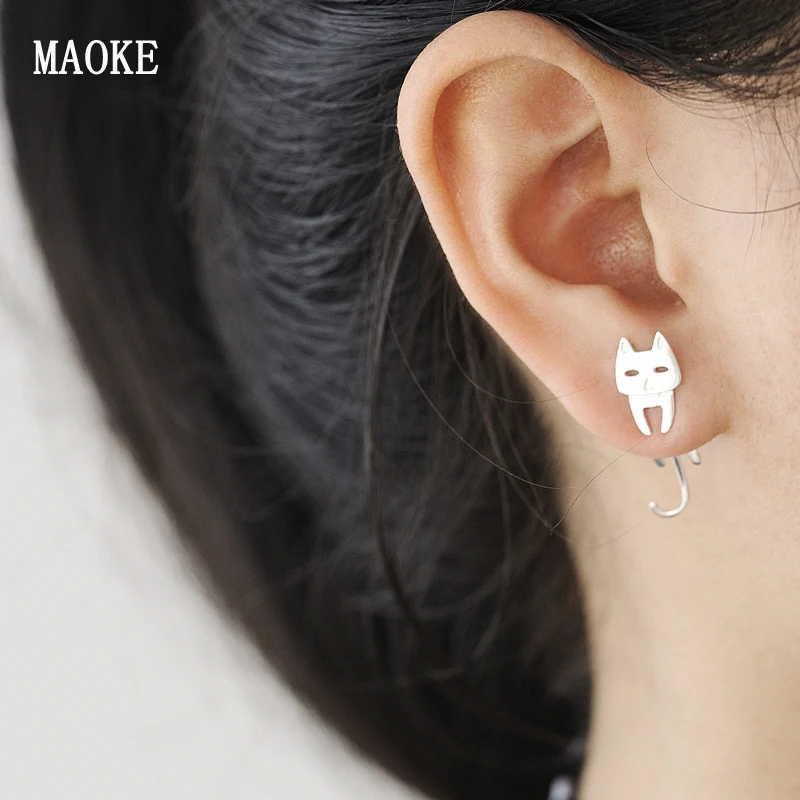 

Promotions Art Cute Asymmetric Cat Fish 925 White Fungus Nails Simple SV Jewelry Fashion Jewelry for Women's Fashion Gifts