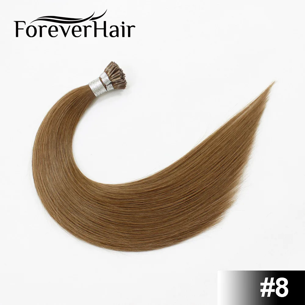 #8 FOREVER HAIR 0,8 г/локон 1" Remy европейские накладные волосы для наращивания на кончиках, натуральные человеческие волосы для наращивания на кератиновой основе, 50 шт./ПАК - Цвет: #8