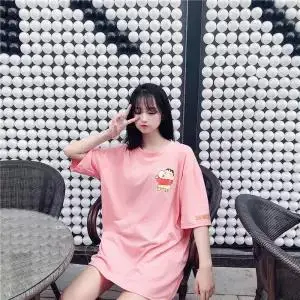 Синий Длинные футболки Crayon Shin Chan, женские футболки с аниме, уличная одежда, летняя футболка с мультяшным принтом размера плюс, женские милые футболки, топы - Цвет: Синий
