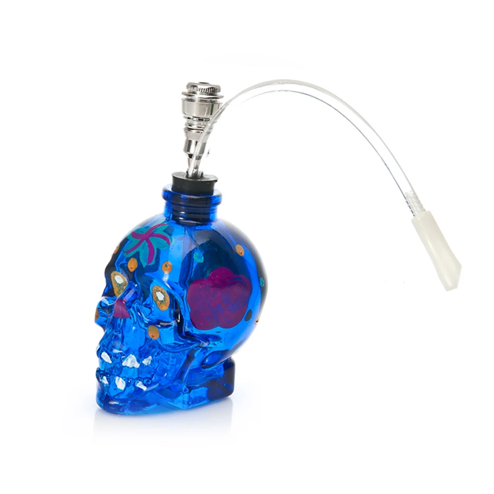 Дымовая труба стеклянная водная кальяна цветная трубка с головой черепа