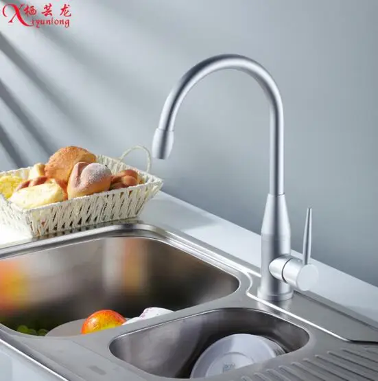 Manufacturers wholesale space aluminum kitchen faucet hot&ampcold vegetables basin sink Single hole water tap free shipping |