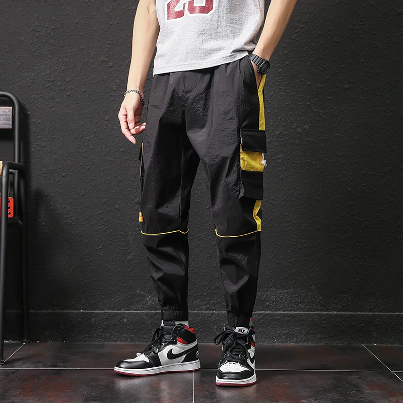 Мужские шаровары с эластичным поясом повседневные брюки в стиле панк хип хоп