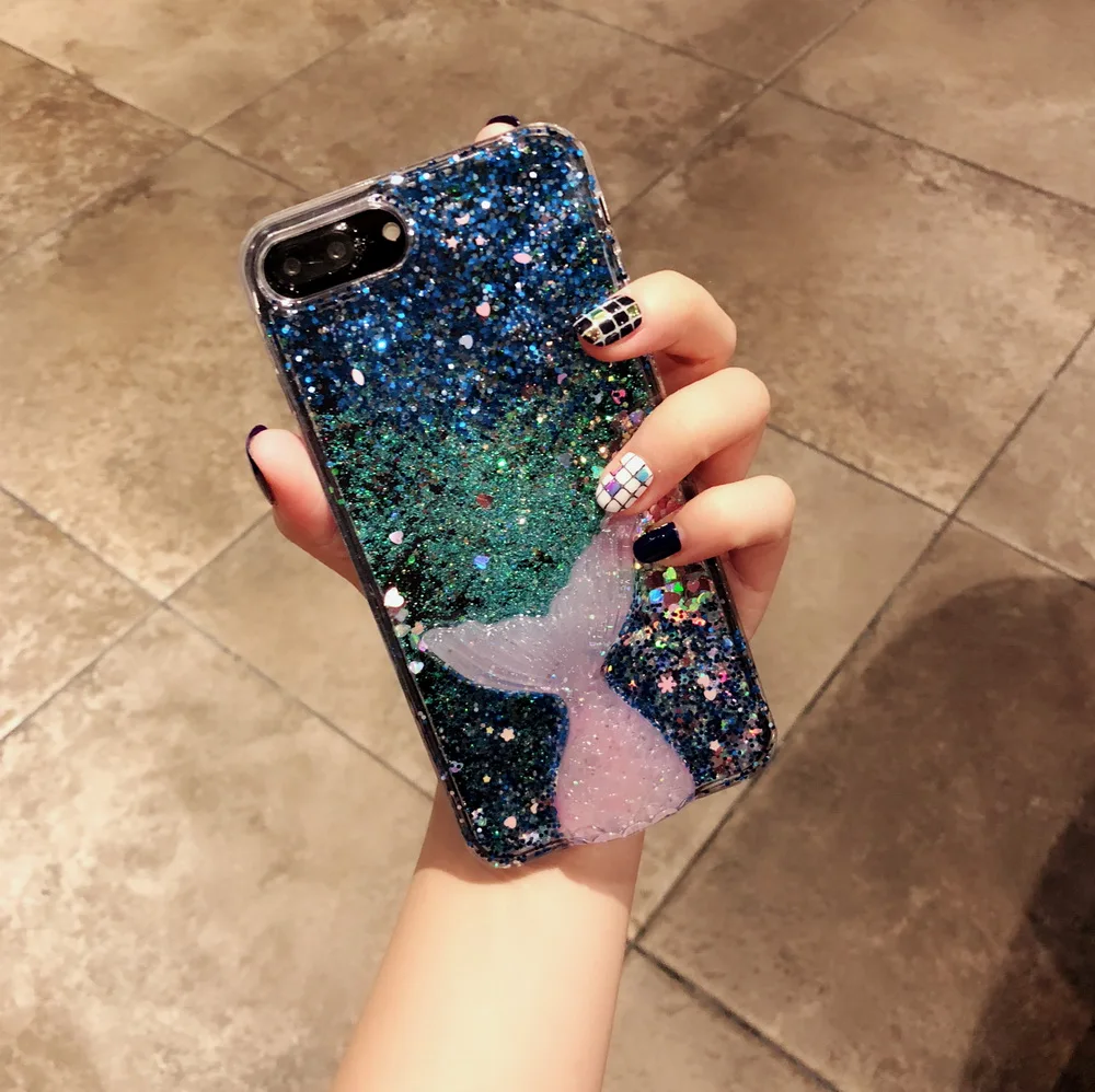 Netarlier Liquid чехол для iPhone 6 S 7 Plus 8 ix XR Xs Max 3D Блеск хвост русалки капельный порошок