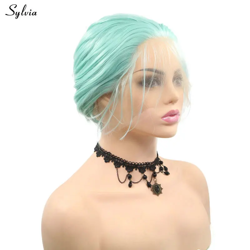 Sylvia/короткие волосы мятно зеленого цвета синтетические на Бобе для женщин