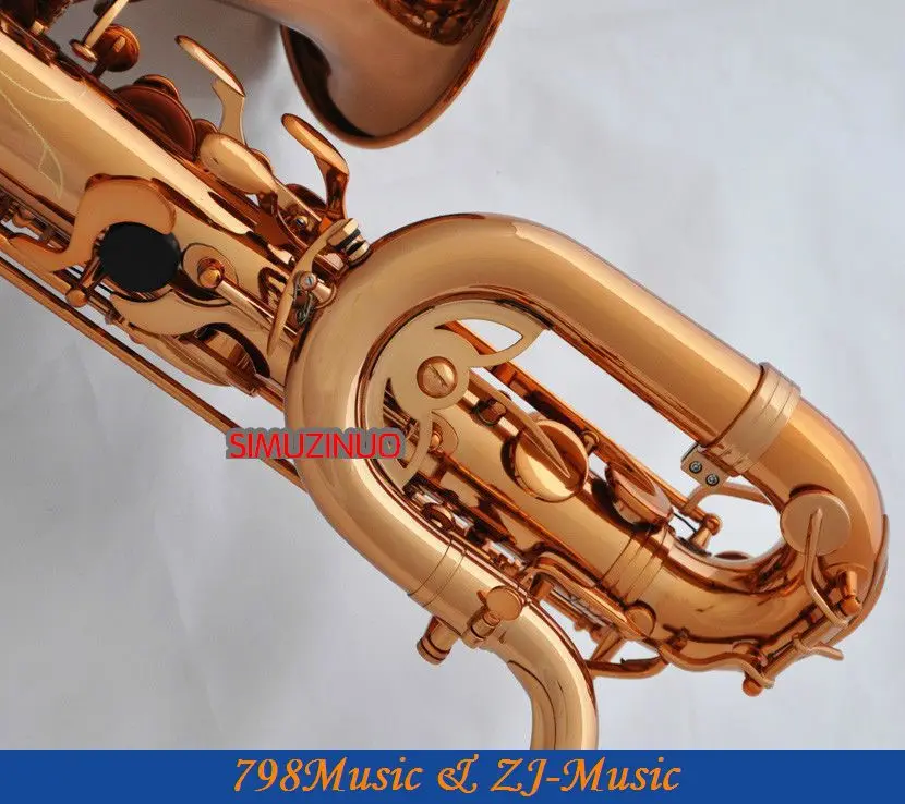 Поддержка профессиональная Роза позолоченный баритон саксофон Sax High F # W/кожаный