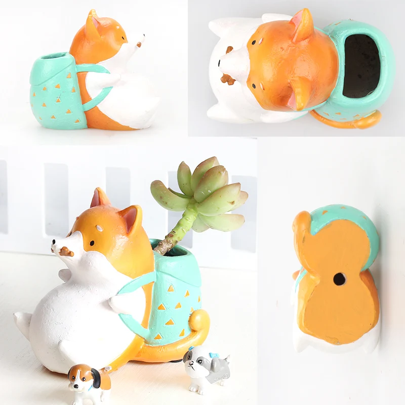 Суккуленты горшок Kawaii ZAKKA Акита такса собака хаски домашних животных смолы
