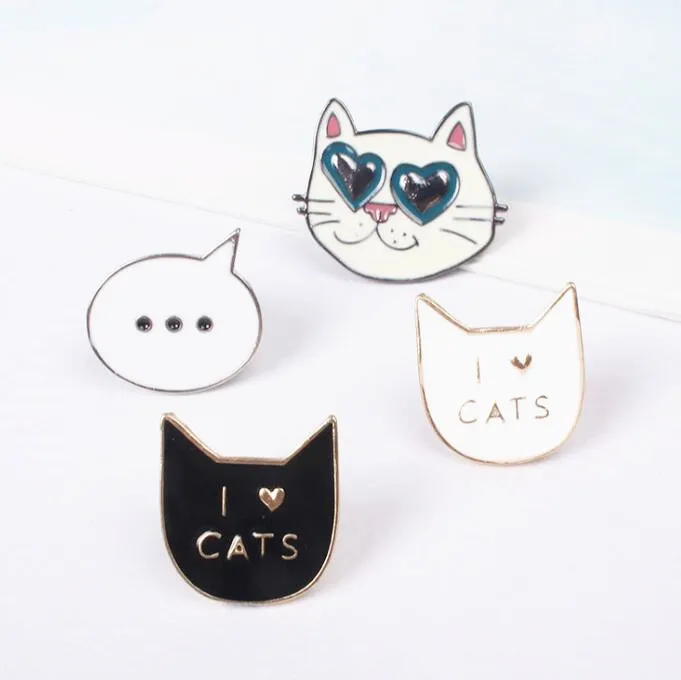 Timlee X113 модная Милая металлическая брошь с надписью I love Cat Kitty на булавке украшение