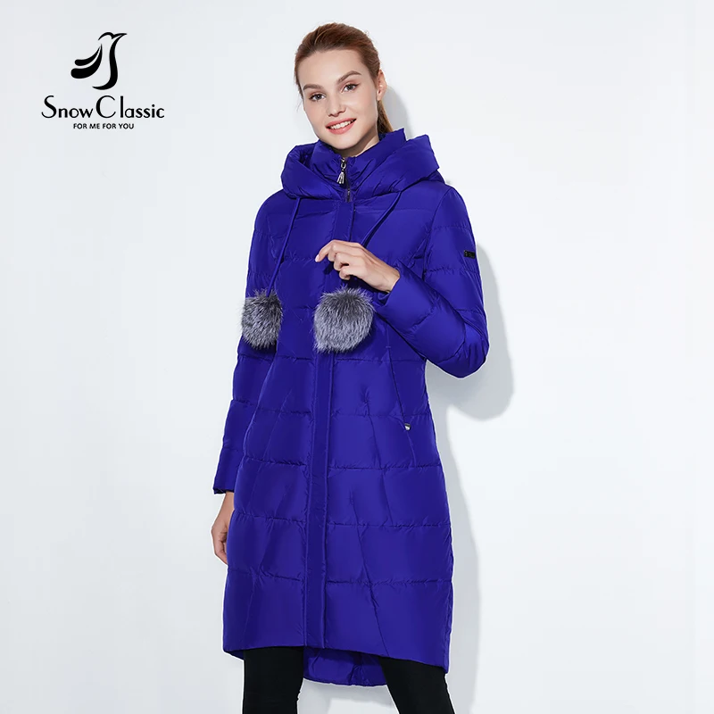 SnowClassic 2018 зима длинная куртка женщин теплый пальто мода Preppy Style outwear сплошной