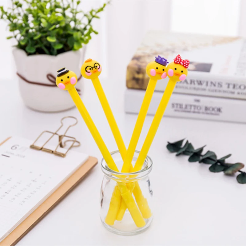 1 шт. милый маленький желтая утка гелевая ручка каваи школьные ручки для подписи