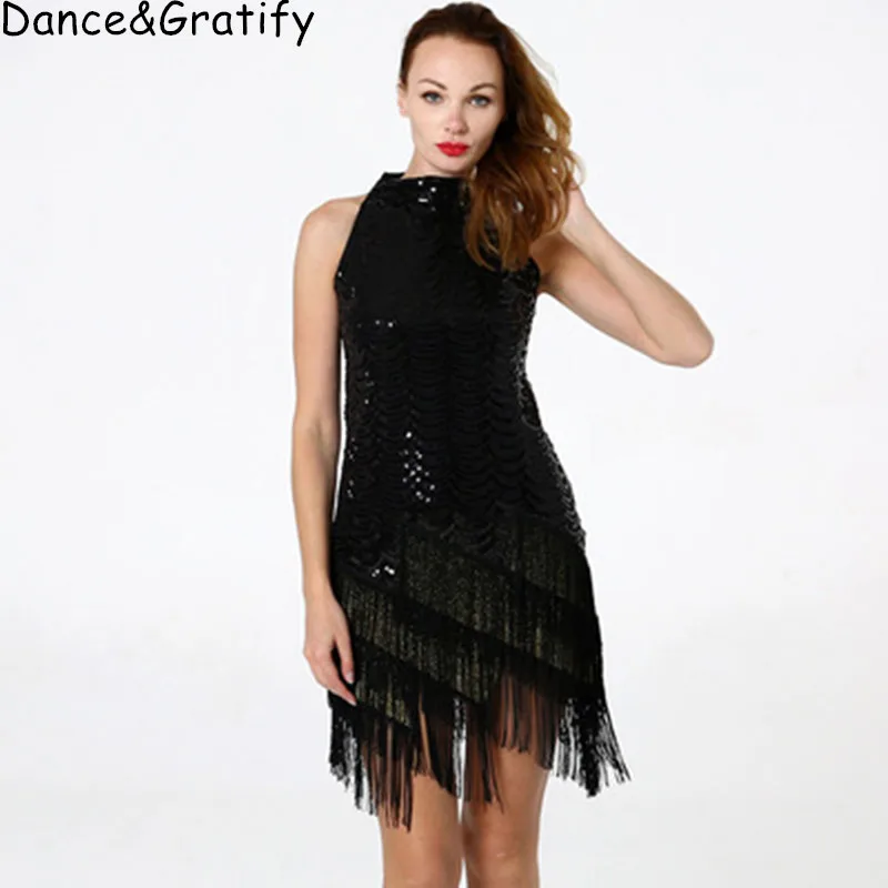 Для женщин со стразами Пикантная обувь с бахромой облегающее Клубное платье для