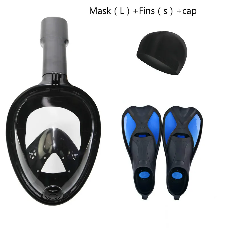 L MASK AND S FINS DMAR полный уход за лицом Дайвинг Анти-туман складной плавательный взрослых подводное плавание маска и плавники подводное Подводное подводное плавание очки аппарат обучение - Цвет: L MASK AND S FINS