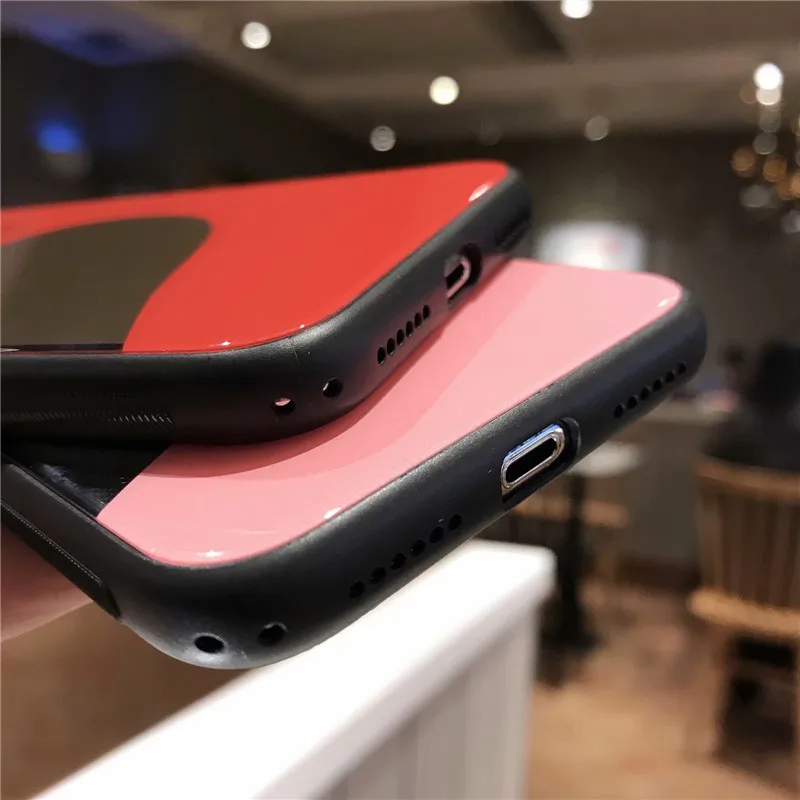 Модный простой стиль сердце &quotлюбовь&quot зеркало стекло для iphone 7 Чехол X XR 6 S 8 plus xs