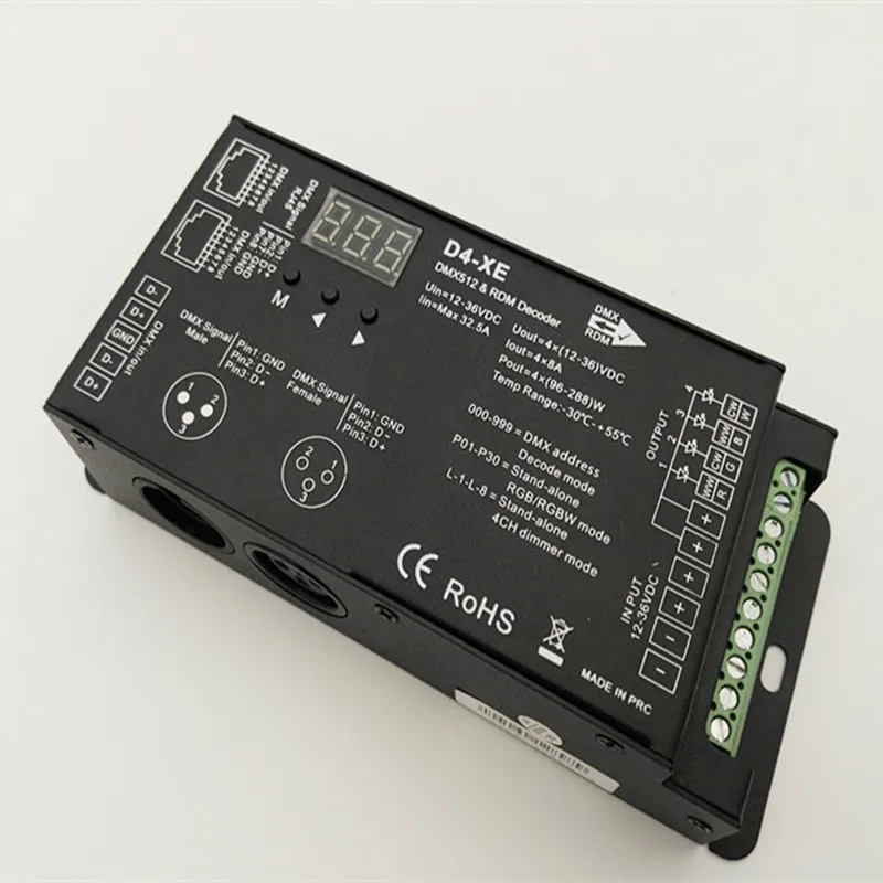 D4 E P 4 XE декодер DMX с постоянным напряжением цифровым дисплеем XLR3 и портом