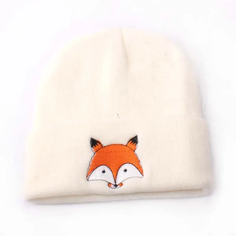 Winter Adult Unisex Knit Cartoon Fox Beanies Cap for Women High Quality Breathable Keep Warm Soft Hats Man Parent child Cap W20