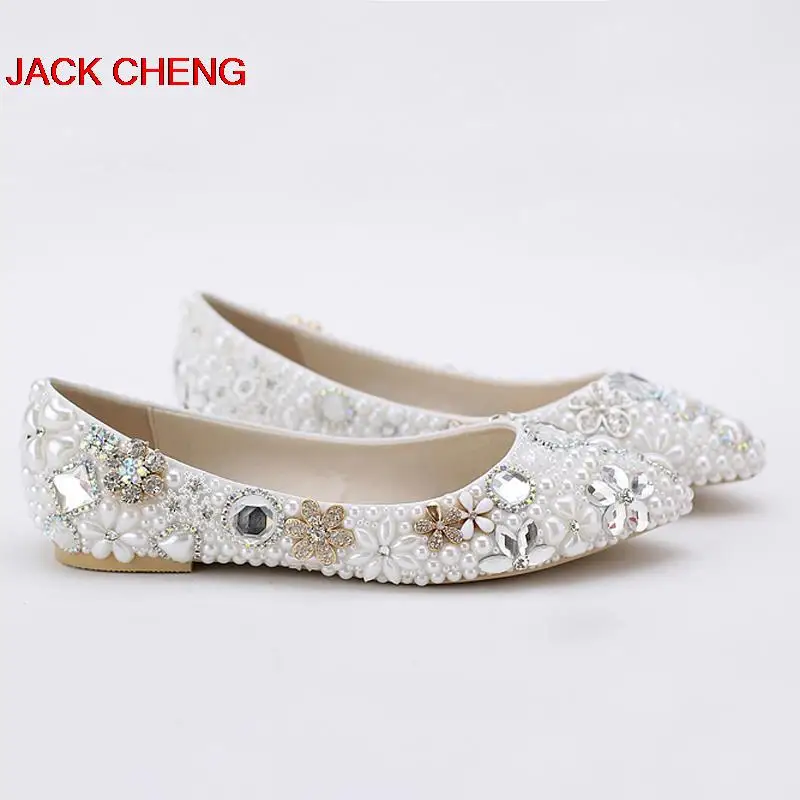 Новинка 2018 роскошные женские свадебные туфли плоская подошва искусственный