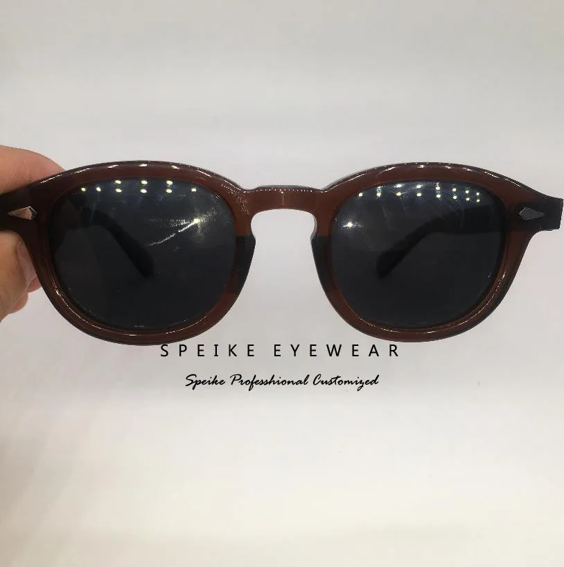 Brown frame SPEIKE, индивидуальные винтажные черные солнцезащитные очки, Джони Депп, лемтош, стиль ретро, темные очки, могут быть близорукими, солнцезащитные очки - Цвет линз: Brown frame