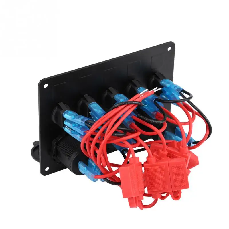12-24V 5 Gang OnOff Toggle Switch Panel Dual USB Charger Voltmeter for Car Boat Marine Truck Accessories Red Green | Автомобили и