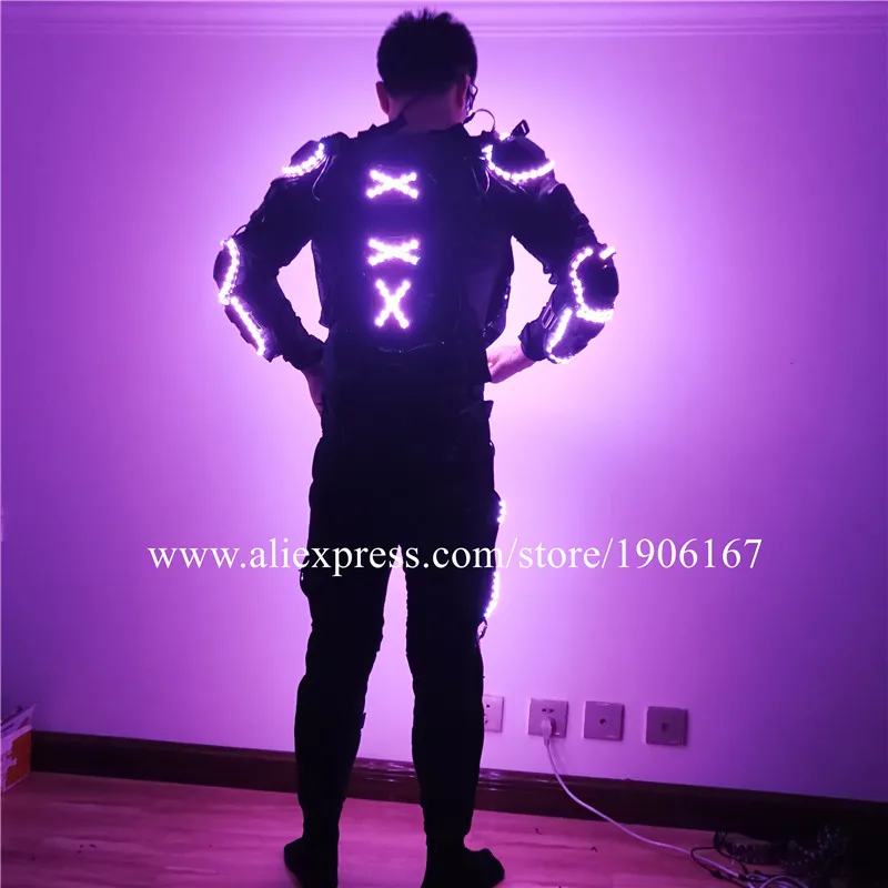 Colorful LED Growing Stage Performance Armor Robot Men Suit Luminous Flashing Party Glasses Clothes Led Light Up Dance Wear | Дом и сад