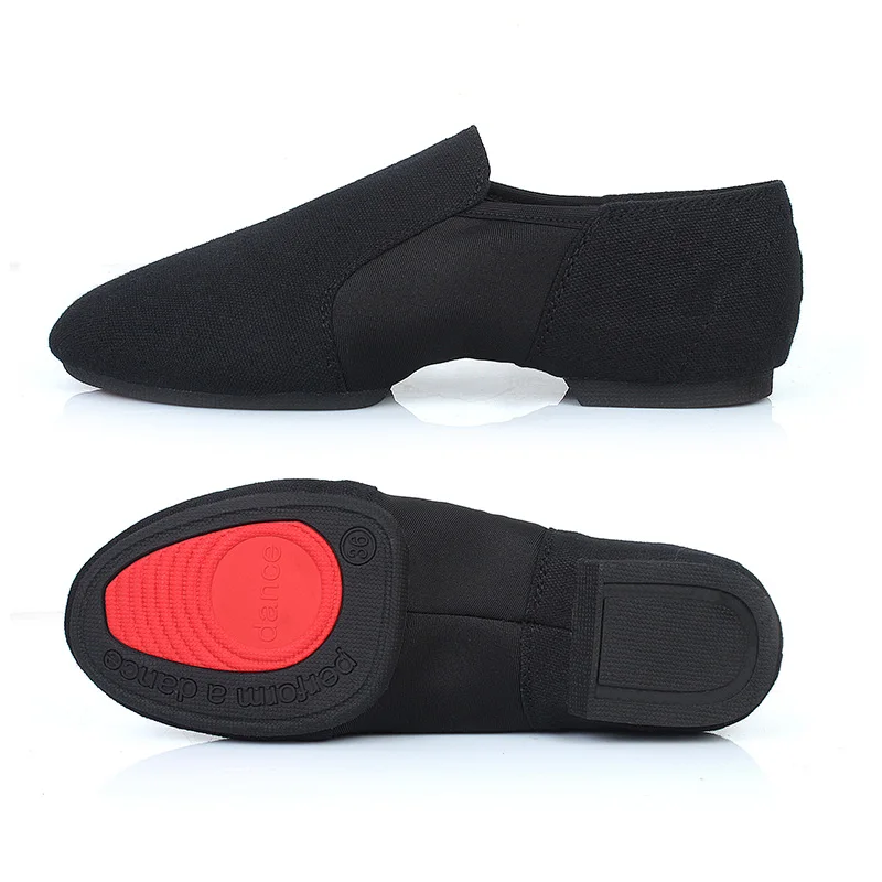Black Rubber Sole HROYL парусиновая обувь для джаза танцевальная обувь PU для мужчин Бальные танго женские танцевальные туфли кроссовки для взрослых детей - Цвет: Black Rubber Sole