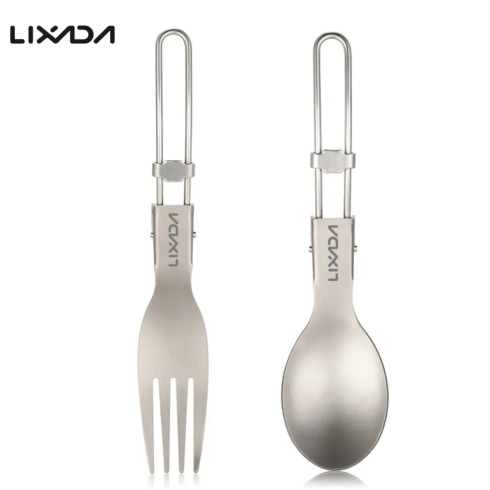 Lixada Складная Ложка Вилка титановая Spork походная Посуда Столовые приборы Легкая ручка для пикника Открытый Отдых Путешествия