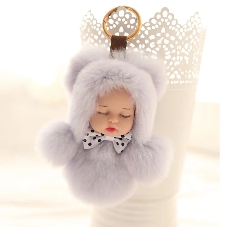 

Adorable Baby Plush Doll Baby Sleep Car Pendant Keychain