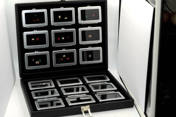 Кожаная упаковка для драгоценных камней или Demstone Deads. Черная Дорожная сумка с бриллиантами, коробка для хранения камней, сумка с 12 железными камнями
