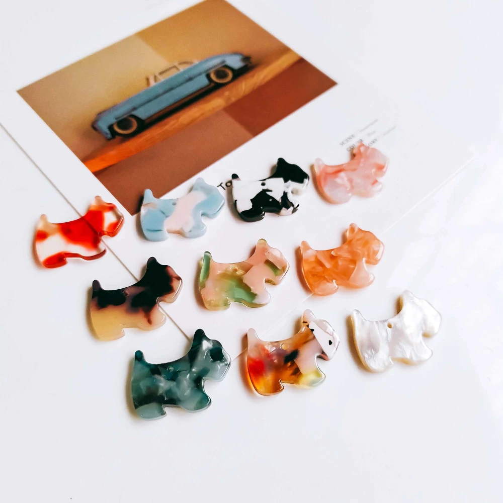 Собака форма из смолы пластиковые уксусная кислота серьги Diy кулон из материала ожерелье серьги восхитительное Ювелирное Украшение 8 шт