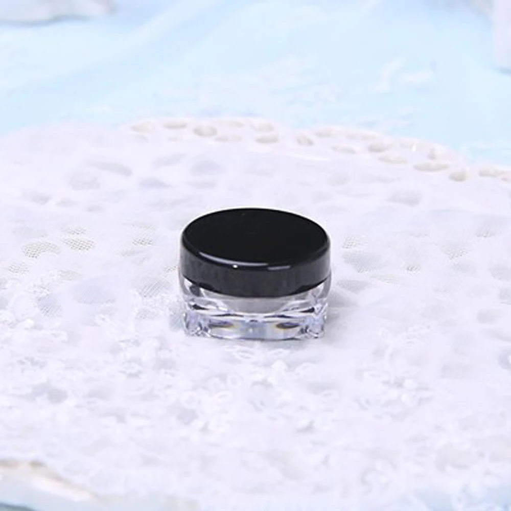 Black cap 100 шт 3 г/5 г пустая квадратная Нижняя банка для образцов, контейнер для пробирок для макияжа, косметический крем для лица, пигмент, дизайн ногтей, креативный подарок - Цвет: Black cap