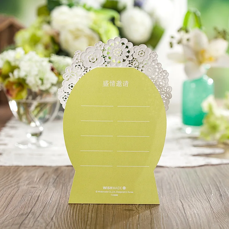 Лазерная резка зеленый лимон Цвет Свадебные рассадочная карточка с таблицей