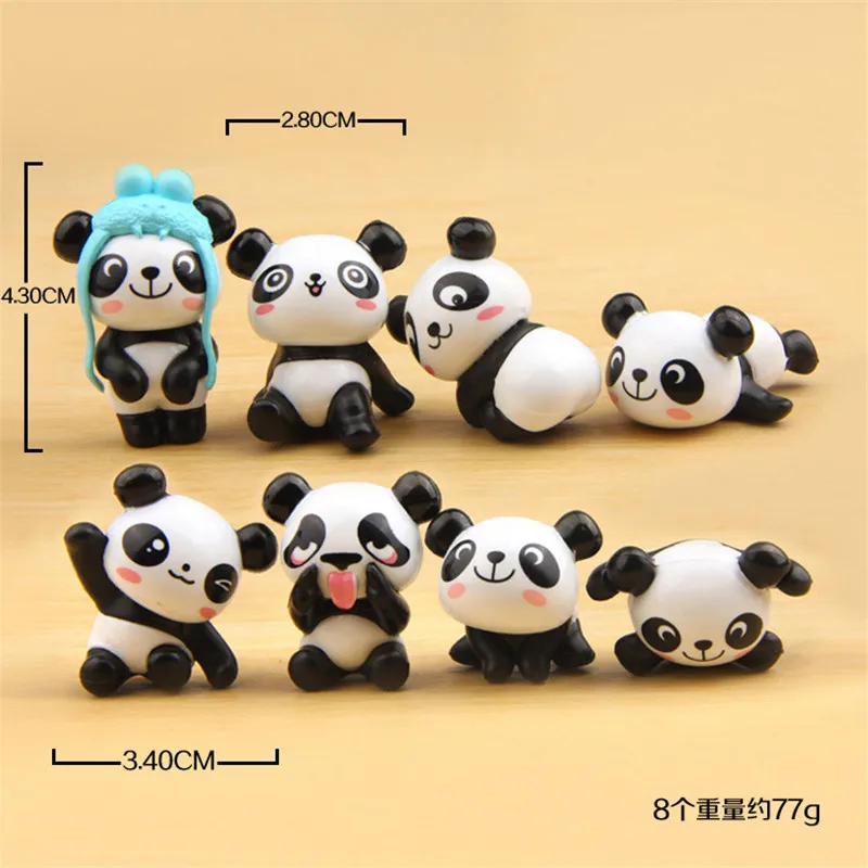 4PCS Kawaii Mini Panda Popular Toys Kids Birthday Surprise Gift Princess Doll DIY Micro-landscape Decoration Action Toy Figures | Игрушки и