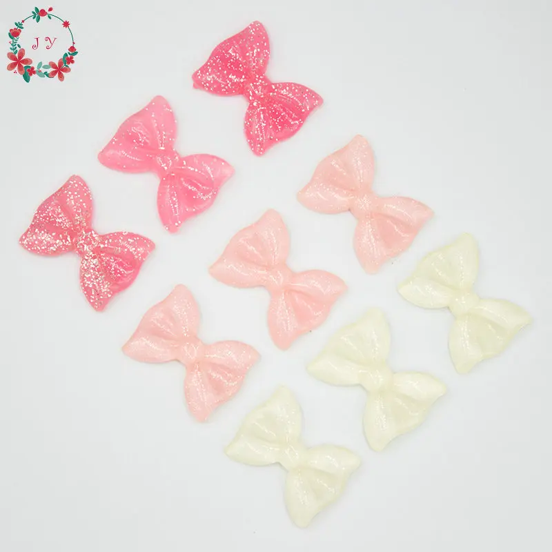 50 шт./лот полимерные блестящие Луки с плоским основанием 28 мм кабошоны для детей
