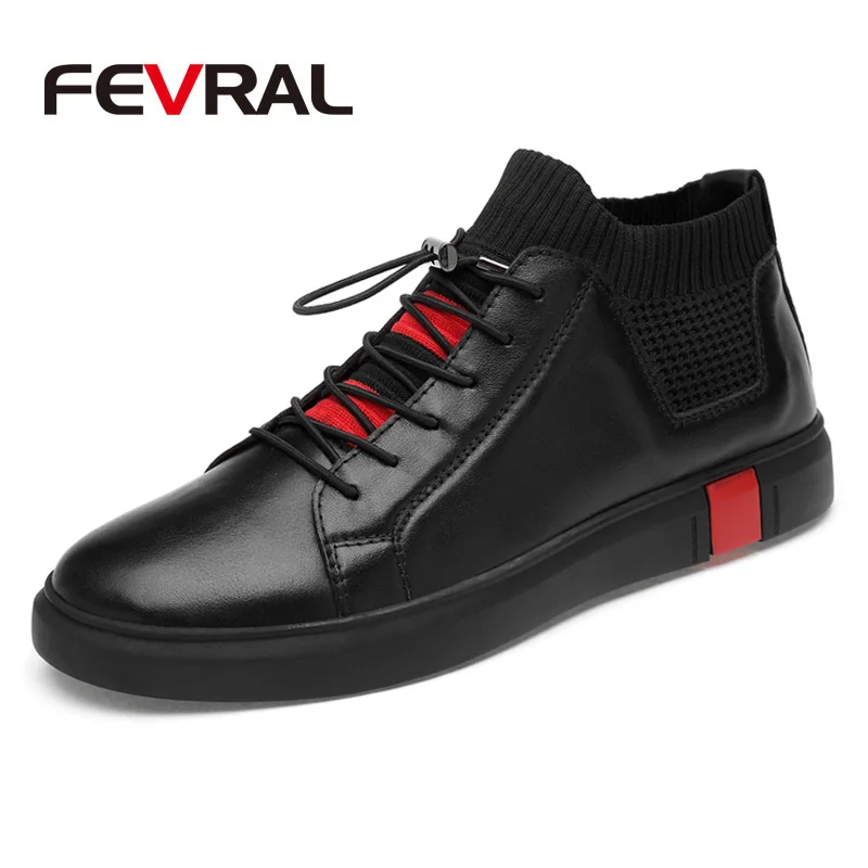 Black FEVRAL/Новинка года; Осенняя мужская обувь; мужская повседневная обувь; легкие удобные дышащие Прогулочные кроссовки; Feminino Zapatos - Цвет: Black