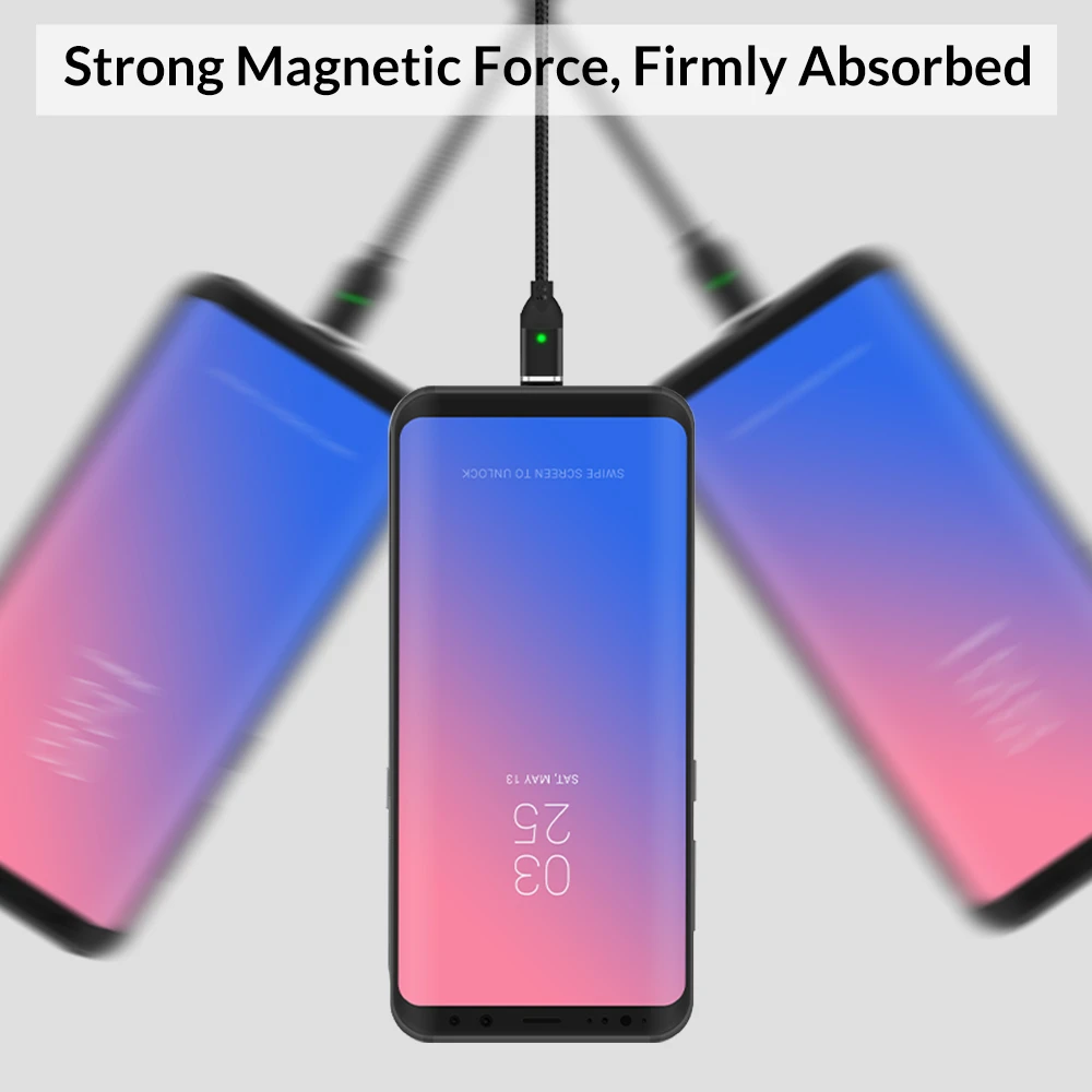Магнитный кабель для быстрой зарядки TOPK 1M 3A iPhone Xs Max Xr 8 7 6 Plus Micro USB и type-C samsung Xiaomi huawei