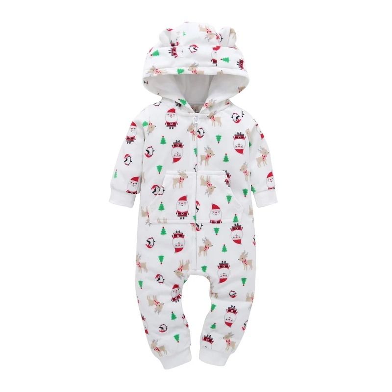 Рождественская осенне зимняя одежда с Санта Клаусом для маленьких мальчиков и