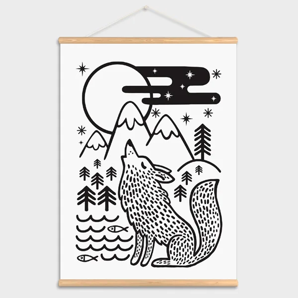 Черно белая картина искусственная холст Поцелуй с деревянной вешалкой настенные