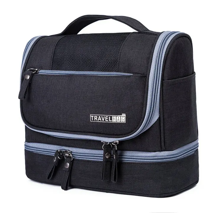 Black Toiletry Bag Качественный подвесной дорожный туалетный комплект для органайзера с крюком и ручкой, водонепроницаемая косметичка, комплект для мужчин и женщин - Цвет: Black Toiletry Bag