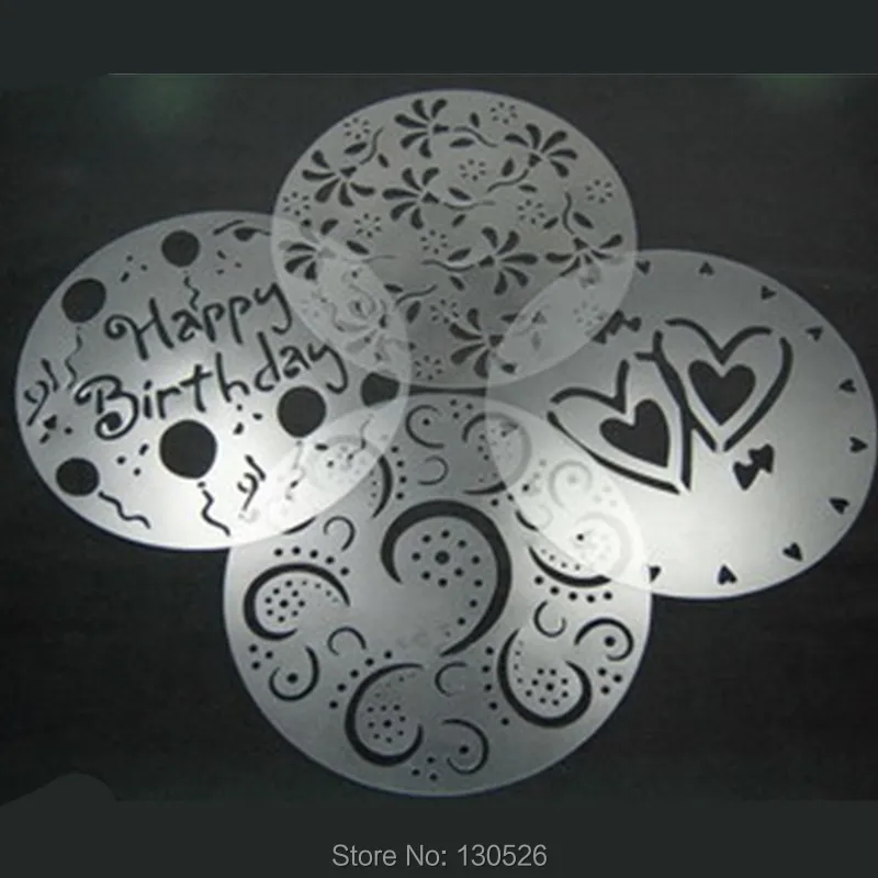 4 шт./компл. модные трафареты для кофе капучино печенья кекс трафарет ПВХ цветок