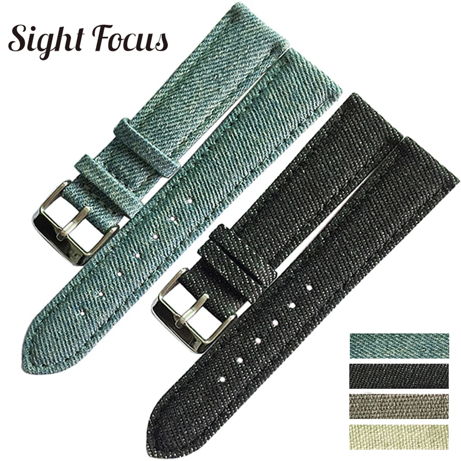 

Ремешок тканевый для наручных часов Sight Focus 22 мм, удобный винтажный потертый браслет для наручных часов, цвета бирюзы, коричневый, бежевый, че...